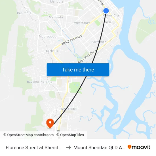 Florence Street at Sheridan Street to Mount Sheridan QLD Australia map