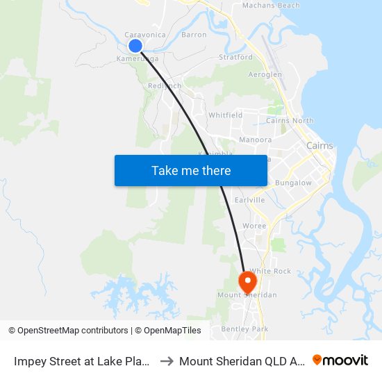 Impey Street at Lake Placid Road to Mount Sheridan QLD Australia map