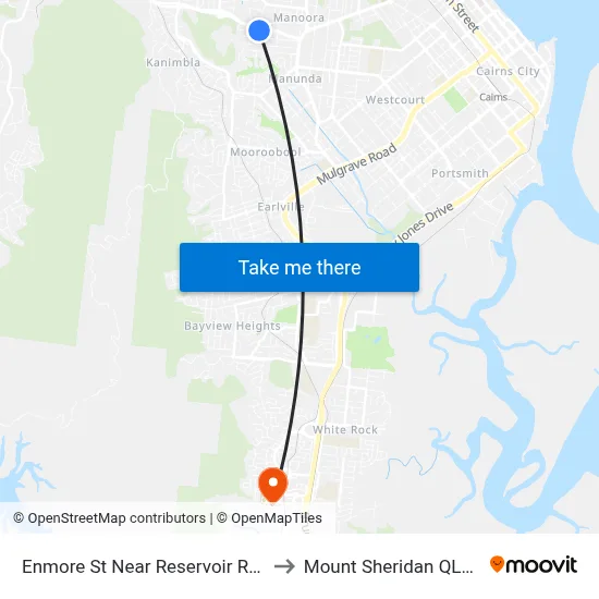 Enmore St Near Reservoir Rd Hail 'N' Ride to Mount Sheridan QLD Australia map