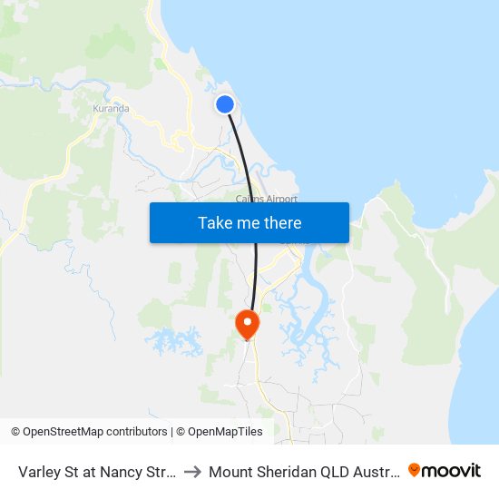 Varley St at Nancy Street to Mount Sheridan QLD Australia map