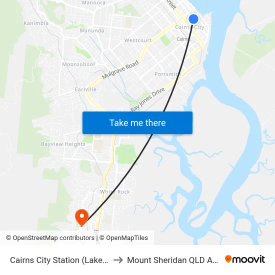 Cairns City Station (Lake Street) to Mount Sheridan QLD Australia map