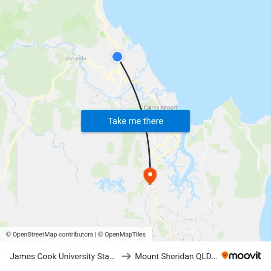 James Cook University Station (Cairns) to Mount Sheridan QLD Australia map