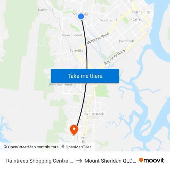 Raintrees Shopping Centre Interchange to Mount Sheridan QLD Australia map