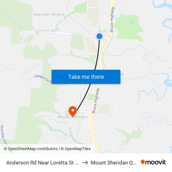 Anderson Rd Near Loretta St (Coconut Village) to Mount Sheridan QLD Australia map