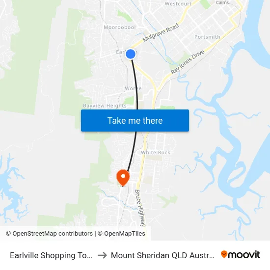 Earlville Shopping Town to Mount Sheridan QLD Australia map