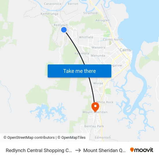 Redlynch Central Shopping Centre (Larsen St) to Mount Sheridan QLD Australia map