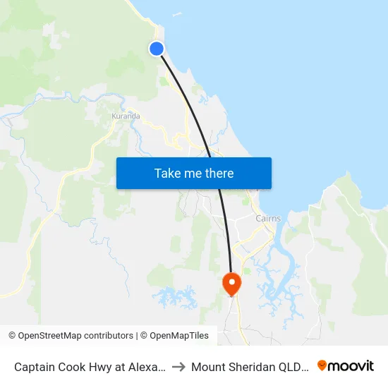 Captain Cook Hwy at Alexandra Street to Mount Sheridan QLD Australia map