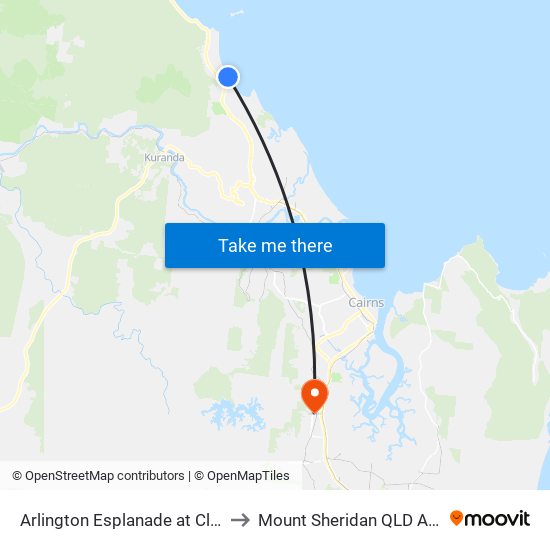 Arlington Esplanade at Clifton Rd to Mount Sheridan QLD Australia map