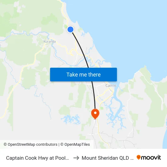Captain Cook Hwy at Poolwood Road to Mount Sheridan QLD Australia map