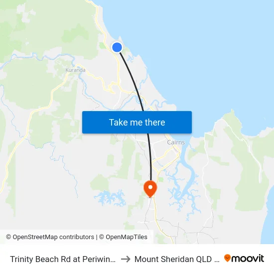 Trinity Beach Rd at Periwinkle Avenue to Mount Sheridan QLD Australia map