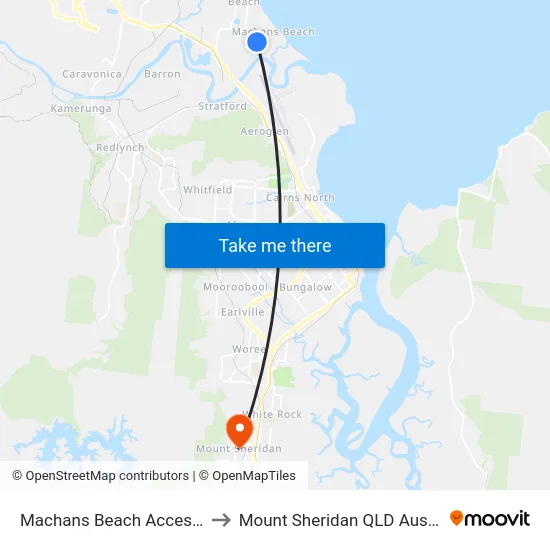 Machans Beach Access Rd to Mount Sheridan QLD Australia map