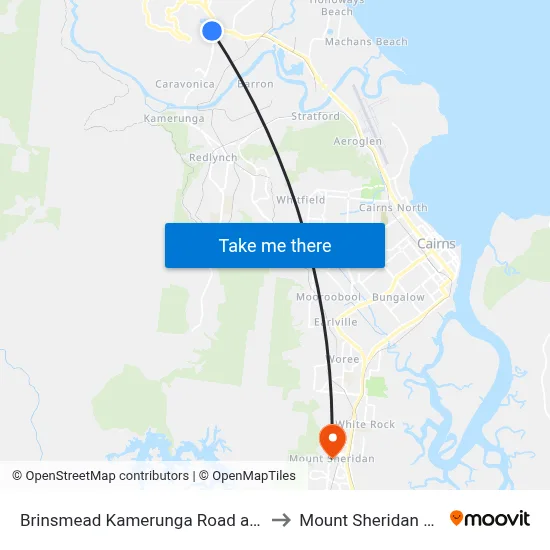 Brinsmead Kamerunga Road at Skyrail Base Station to Mount Sheridan QLD Australia map