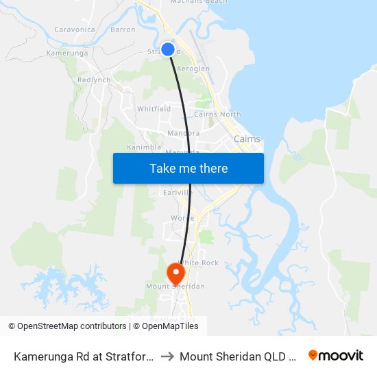 Kamerunga Rd at Stratford Parade to Mount Sheridan QLD Australia map