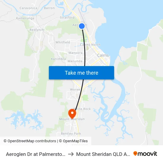 Aeroglen Dr at Palmerston Street to Mount Sheridan QLD Australia map
