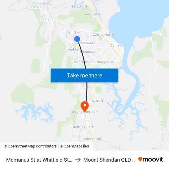 Mcmanus St at Whitfield State School to Mount Sheridan QLD Australia map