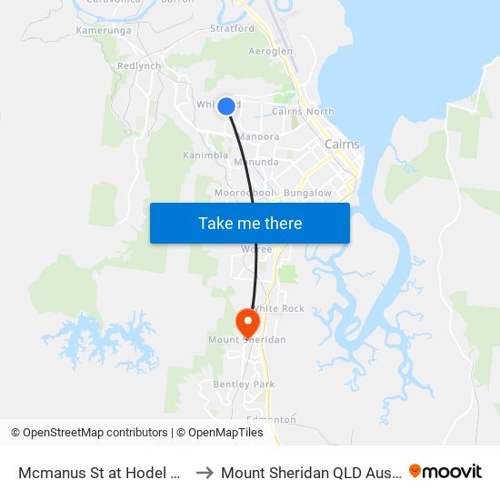 Mcmanus St at Hodel Street to Mount Sheridan QLD Australia map