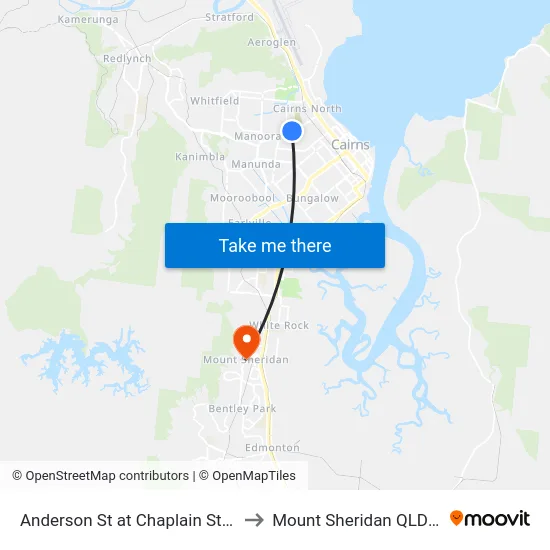 Anderson St at Chaplain St (Cemetery) to Mount Sheridan QLD Australia map