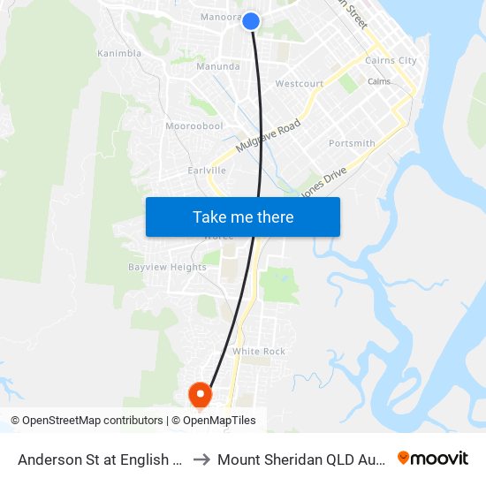 Anderson St at English Street to Mount Sheridan QLD Australia map