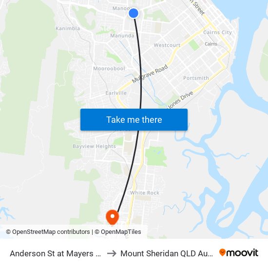 Anderson St at Mayers Street to Mount Sheridan QLD Australia map