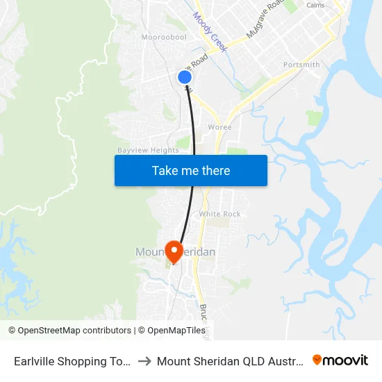 Earlville Shopping Town to Mount Sheridan QLD Australia map