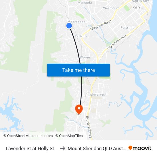 Lavender St at Holly Street to Mount Sheridan QLD Australia map