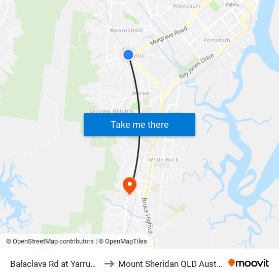 Balaclava Rd at Yarrum St to Mount Sheridan QLD Australia map