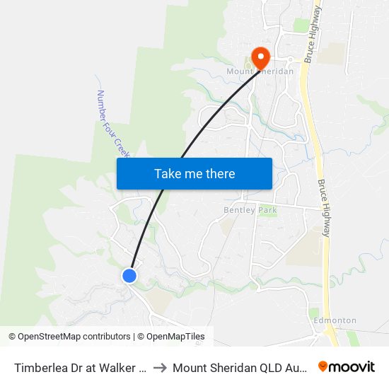 Timberlea Dr at Walker Road to Mount Sheridan QLD Australia map