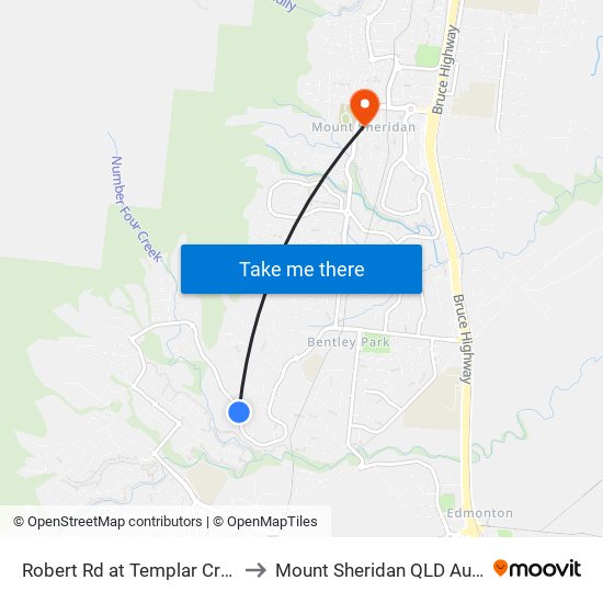 Robert Rd at Templar Crescent to Mount Sheridan QLD Australia map