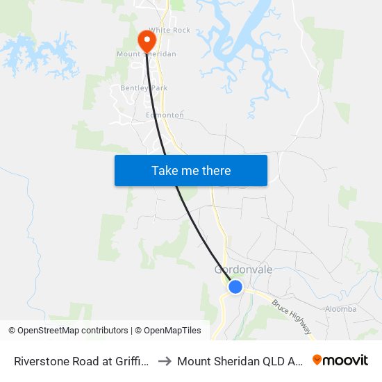 Riverstone Road at Griffin Street to Mount Sheridan QLD Australia map