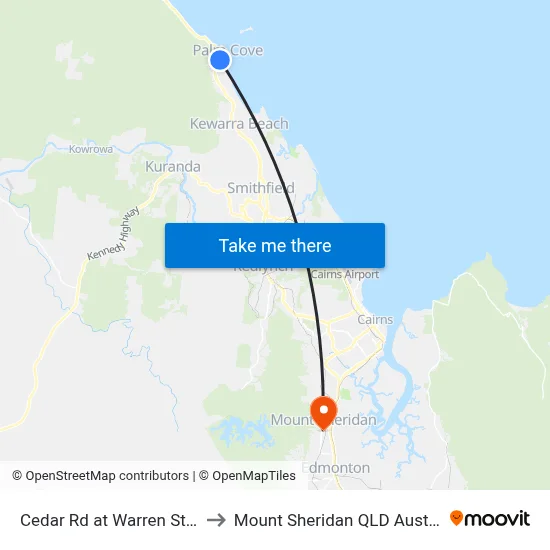 Cedar Rd at Warren Street to Mount Sheridan QLD Australia map