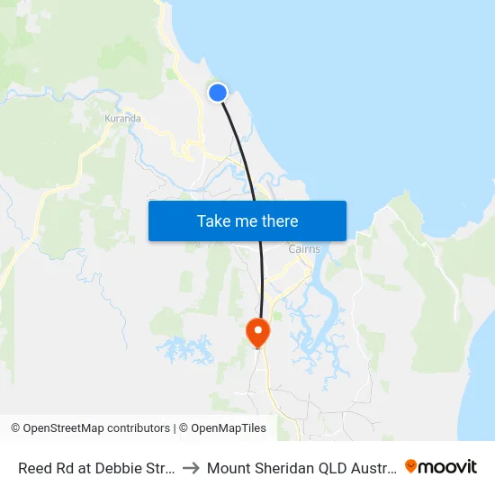 Reed Rd at Debbie Street to Mount Sheridan QLD Australia map