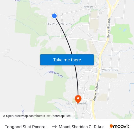 Toogood St at Panorama St to Mount Sheridan QLD Australia map