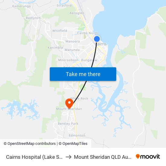 Cairns Hospital (Lake Street) to Mount Sheridan QLD Australia map