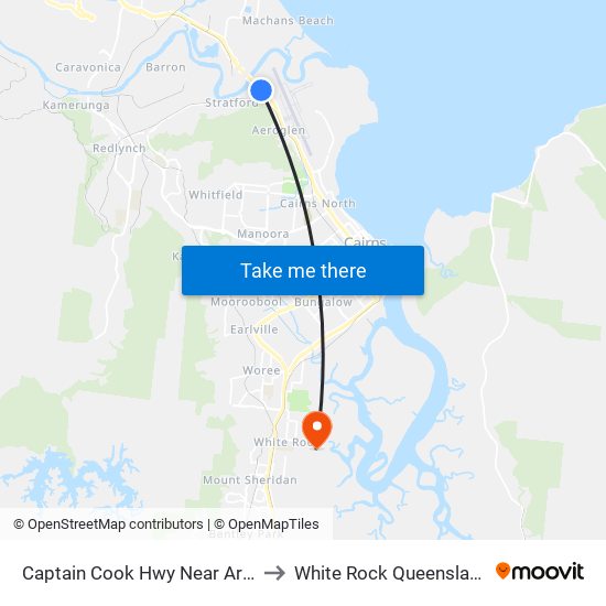 Captain Cook Hwy Near Arnold St Hail 'N' Ride to White Rock Queensland Cairns Region map