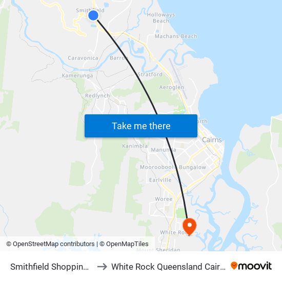 Smithfield Shopping Centre to White Rock Queensland Cairns Region map