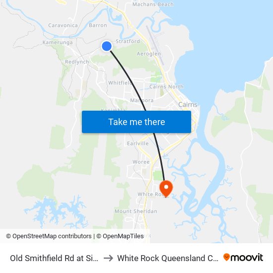 Old Smithfield Rd at Simon Street to White Rock Queensland Cairns Region map