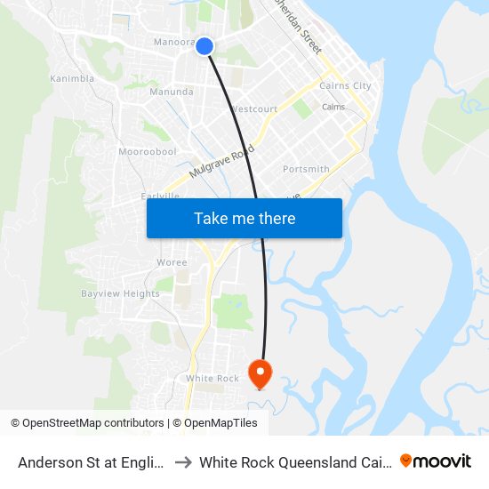 Anderson St at English Street to White Rock Queensland Cairns Region map