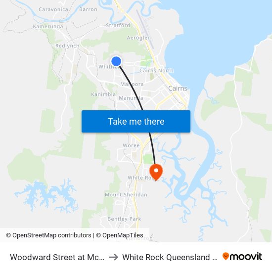 Woodward Street at Mcmanus Street to White Rock Queensland Cairns Region map