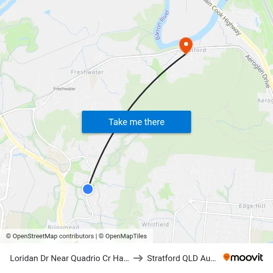 Loridan Dr Near Quadrio Cr Hail'N'Ride to Stratford QLD Australia map