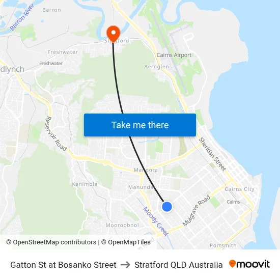 Gatton St at Bosanko Street to Stratford QLD Australia map