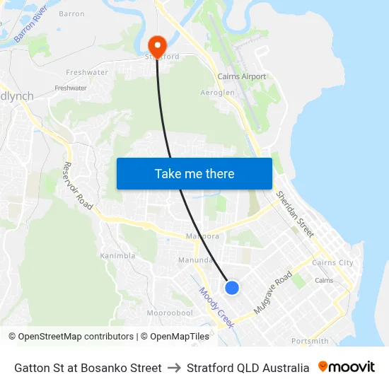 Gatton St at Bosanko Street to Stratford QLD Australia map