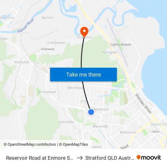 Reservoir Road at Enmore Street to Stratford QLD Australia map