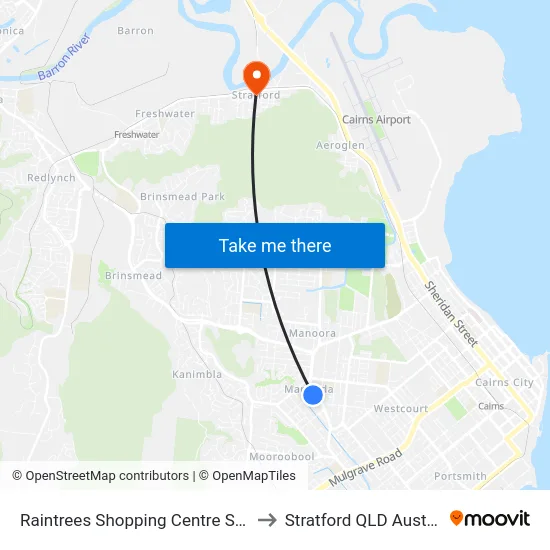 Raintrees Shopping Centre Stop B to Stratford QLD Australia map