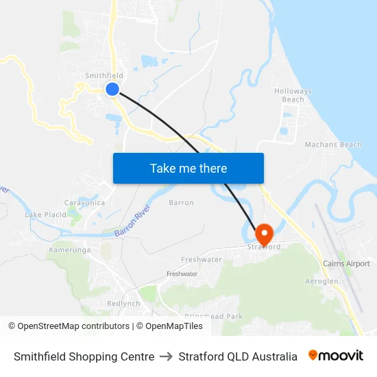 Smithfield Shopping Centre to Stratford QLD Australia map