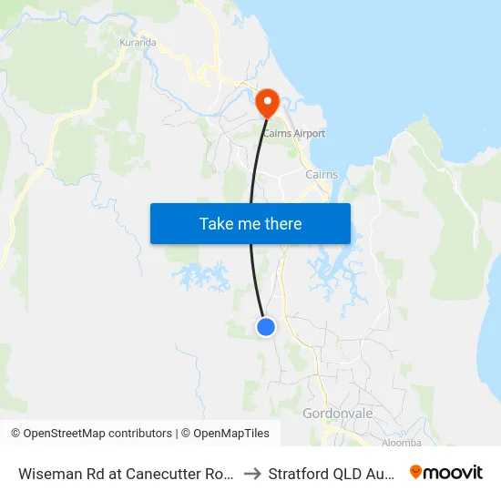 Wiseman Rd at Canecutter Road Park to Stratford QLD Australia map