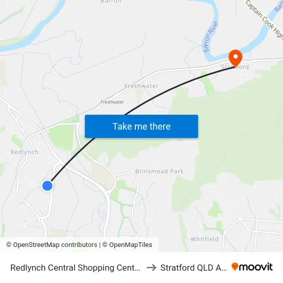 Redlynch Central Shopping Centre (Larsen St) to Stratford QLD Australia map