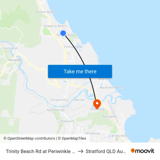 Trinity Beach Rd at Periwinkle Avenue to Stratford QLD Australia map