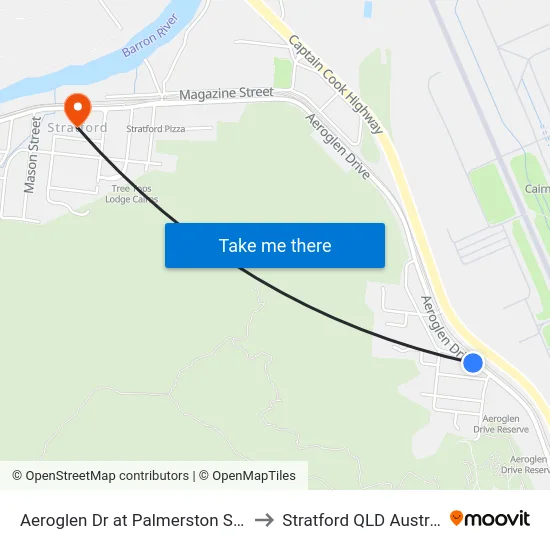 Aeroglen Dr at Palmerston Street to Stratford QLD Australia map