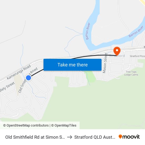 Old Smithfield Rd at Simon Street to Stratford QLD Australia map