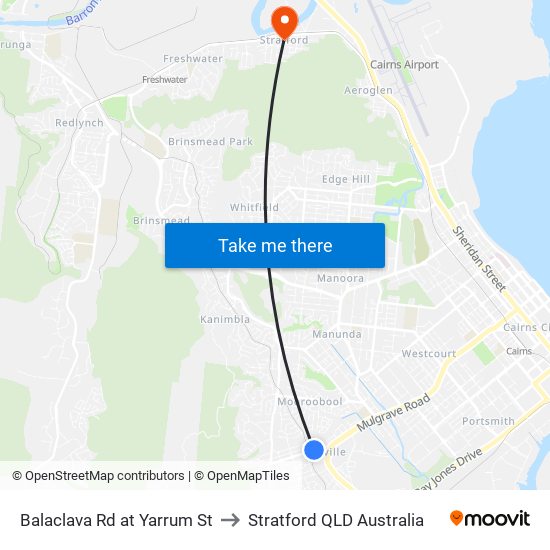 Balaclava Rd at Yarrum St to Stratford QLD Australia map